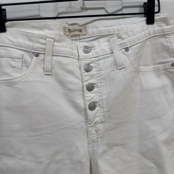 Madewell Jeans Womens Sz 31 10" High Rise Skinny Crop White Button Fly Mom Denim - Picture 5 of 10